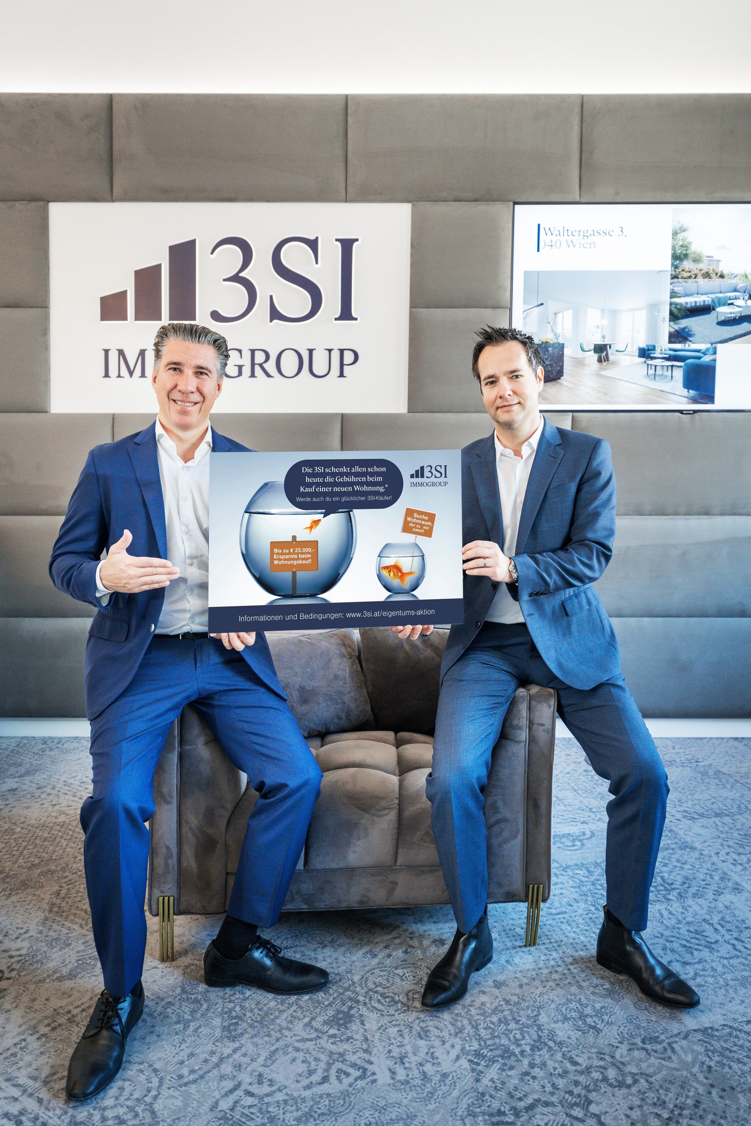 3SI-Geschäftsführer Michael Schmidt und 3SI Makler-Geschäftsführer Gerhard Klein präsentieren die „3SI Eigentums-Aktion“.