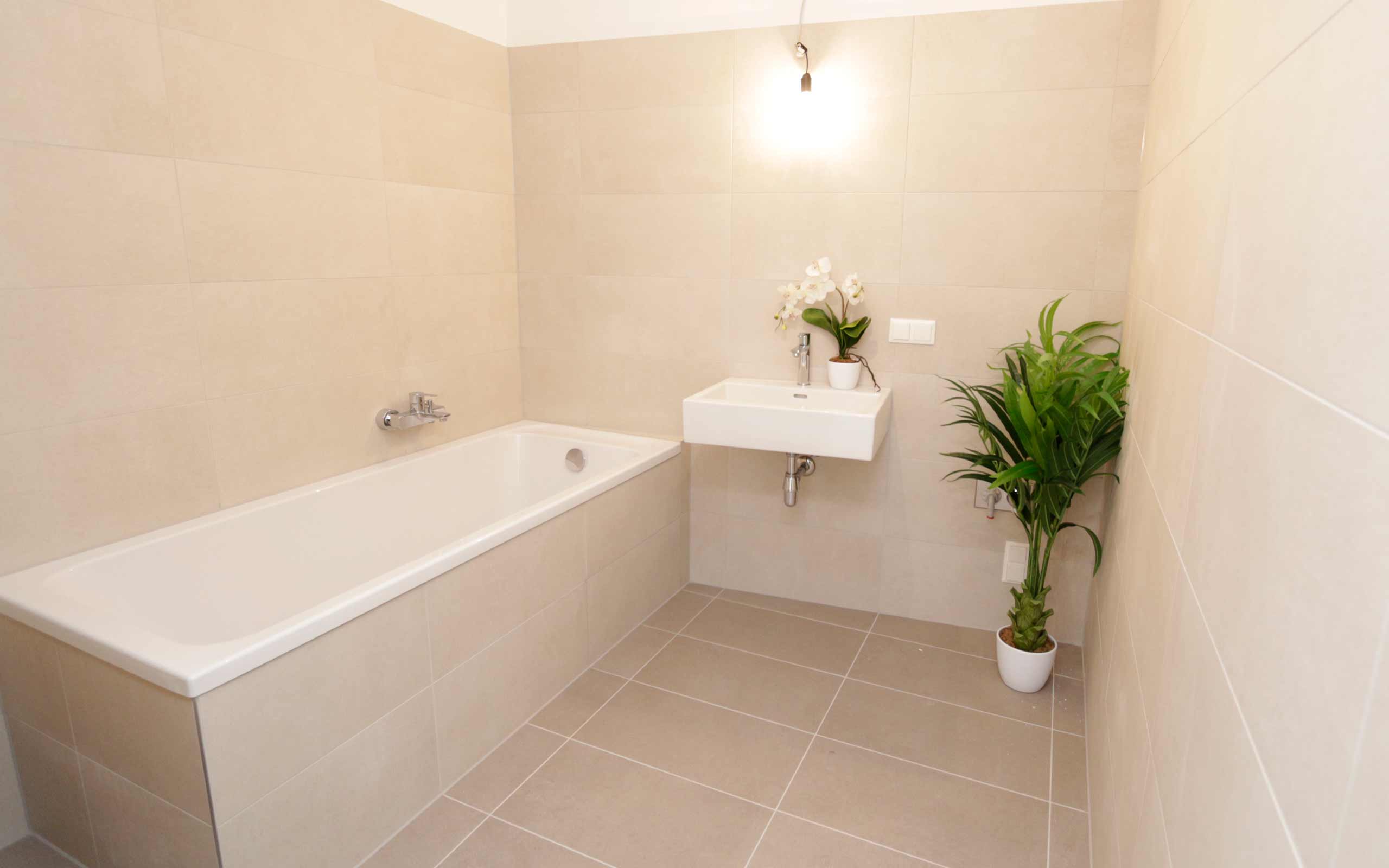 Modernes und helles Badezimmer im Neubau der 3SI Immogroup Raffaelgasse 10 1200 Wien