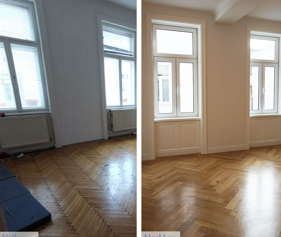 Vorher-Nachher: Durchdachte Sanierung verleiht klassischem Altbau neuen Glanz.