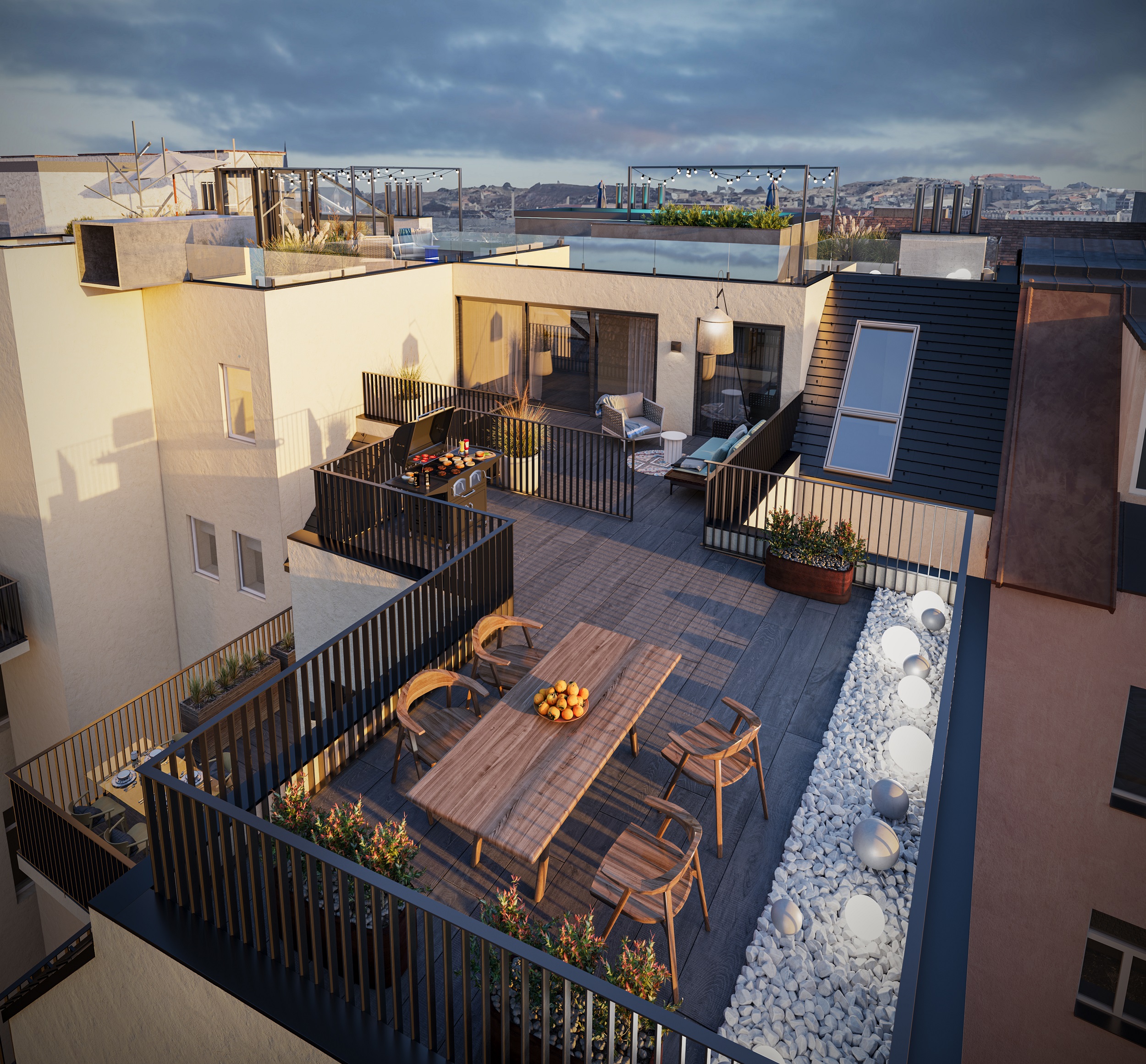 Attraktive Freiflächen – darunter eine großzügige Penthouse-Dachterrasse mit privatem Pool – runden das Immobilienangebot am Alsergrund ab.