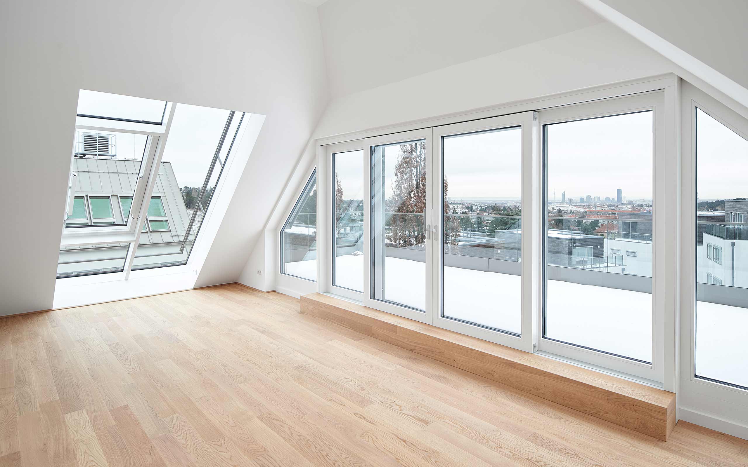Große Fenster sorgen im Neubau Raffelspergergasse 11-13 1190 Wien für helle Wohnungen