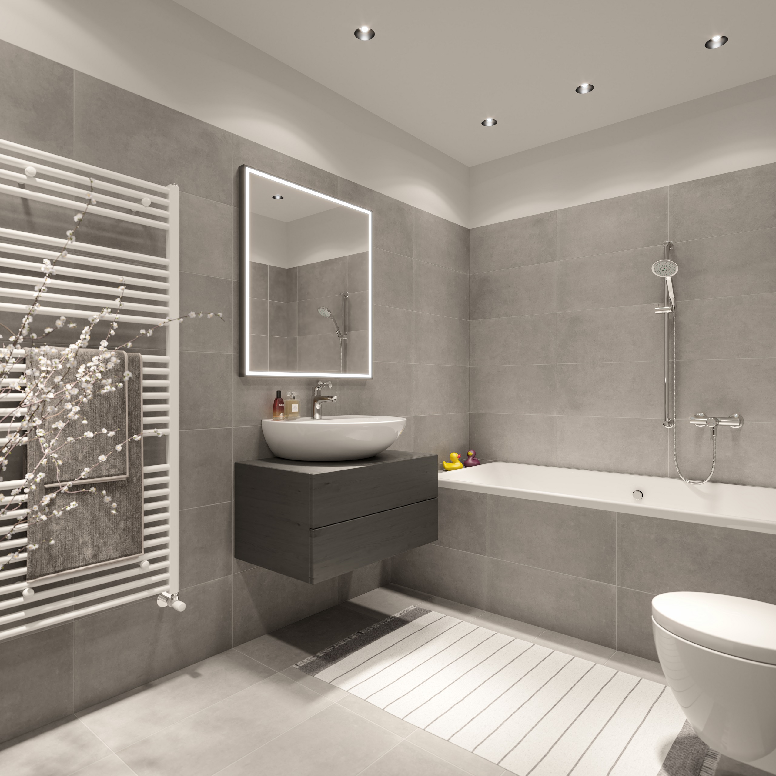 Stilvolles Badezimmer im Neubauprojekt der 3SI Immogroup „Lemonie“ Albrechtskreithgasse 32, 1160 Wien