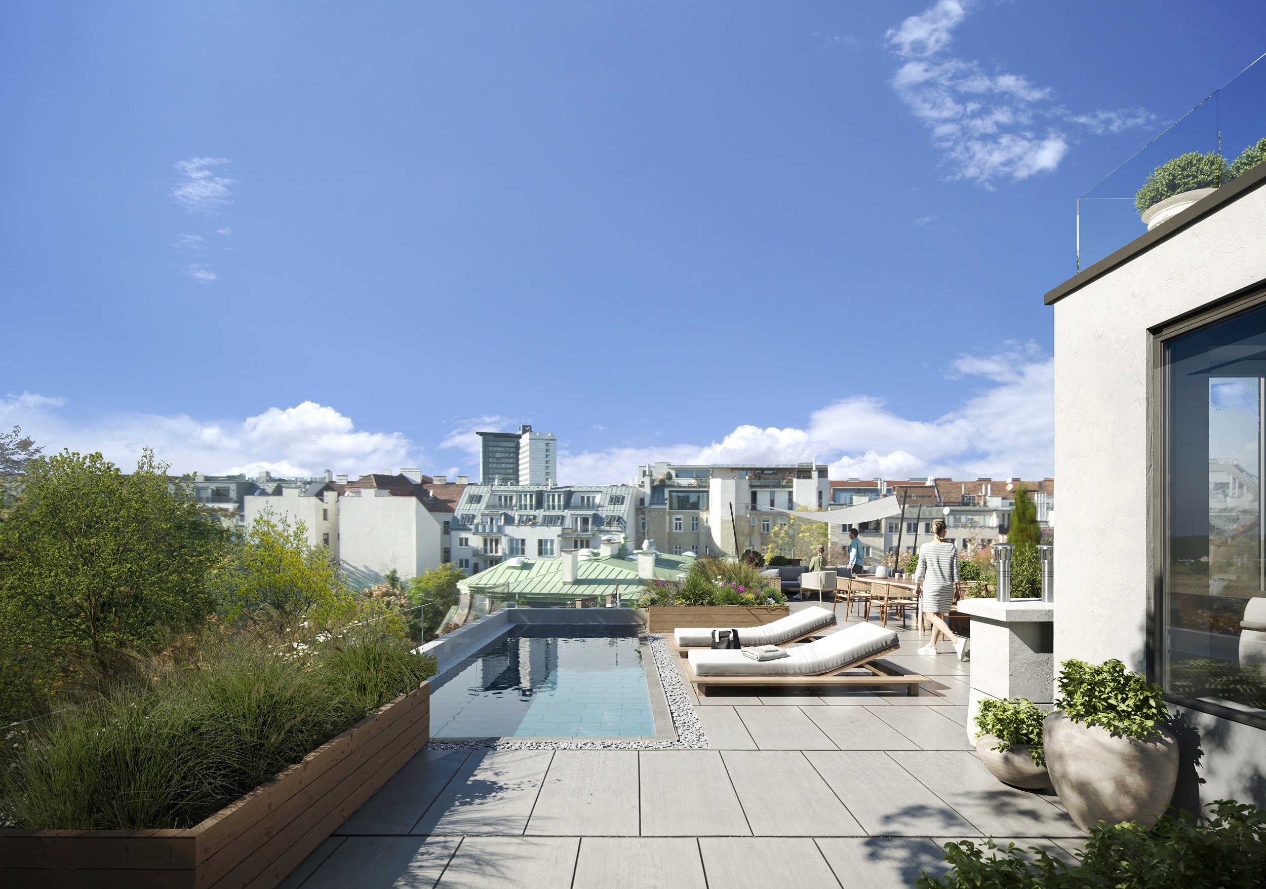 Luxus pur verspricht das exklusive Penthouse – privater Pool, Weitblick und absolute Ungestörtheit inklusive. 