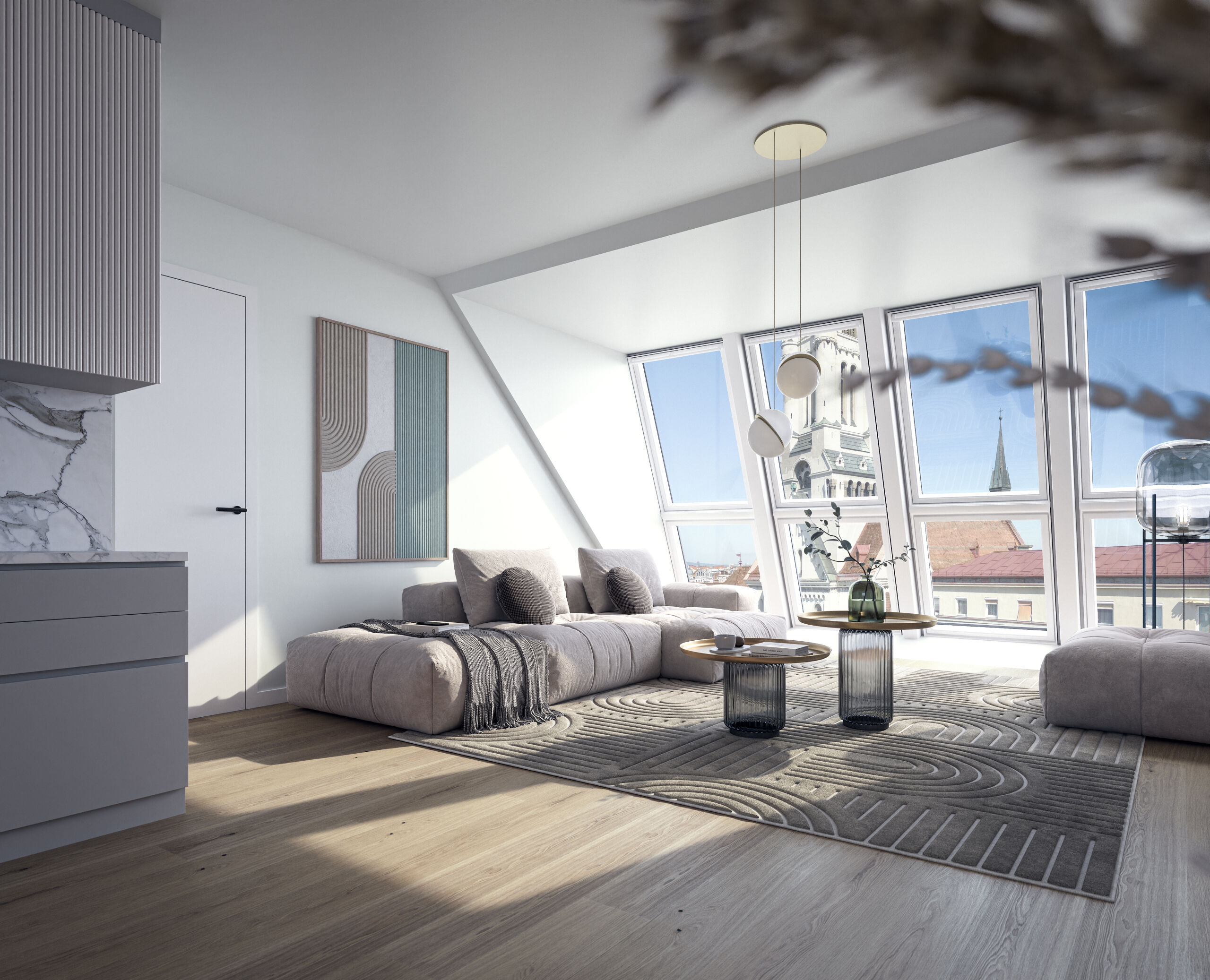 In THE LEGACY sind knapp 30 1- bis 4-Zimmerwohnungen mit Wohnflächen zwischen 32 und 195 m2 erhältlich. 